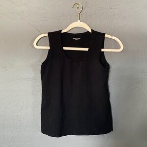 Eileen Fisher Black Scoop Neck Elastic Blend Stretchy Tank Top  Sz XS